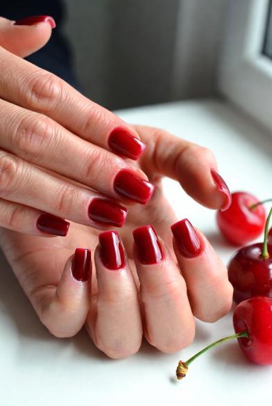 cute spring nail ideas Cherry Red Nails