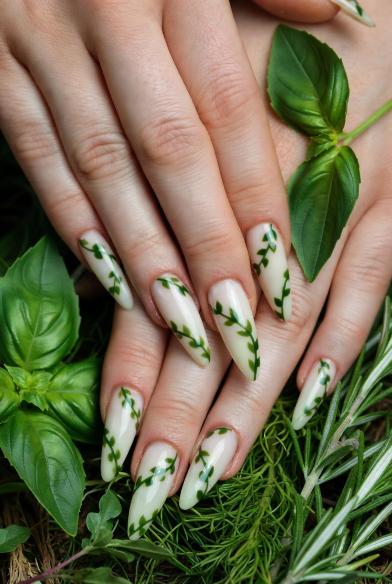 cute spring nail ideas  Botanical Vine Nails
