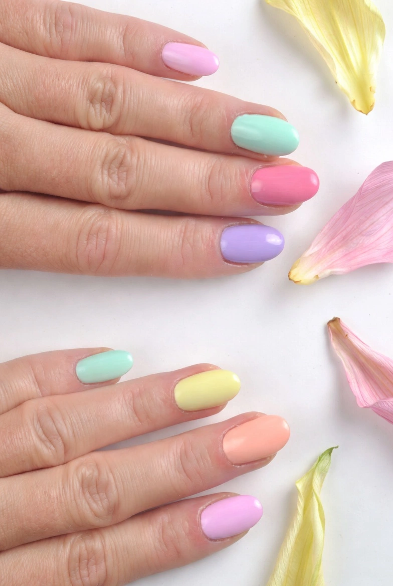 spring break nail trends  Mix and Match Pastels