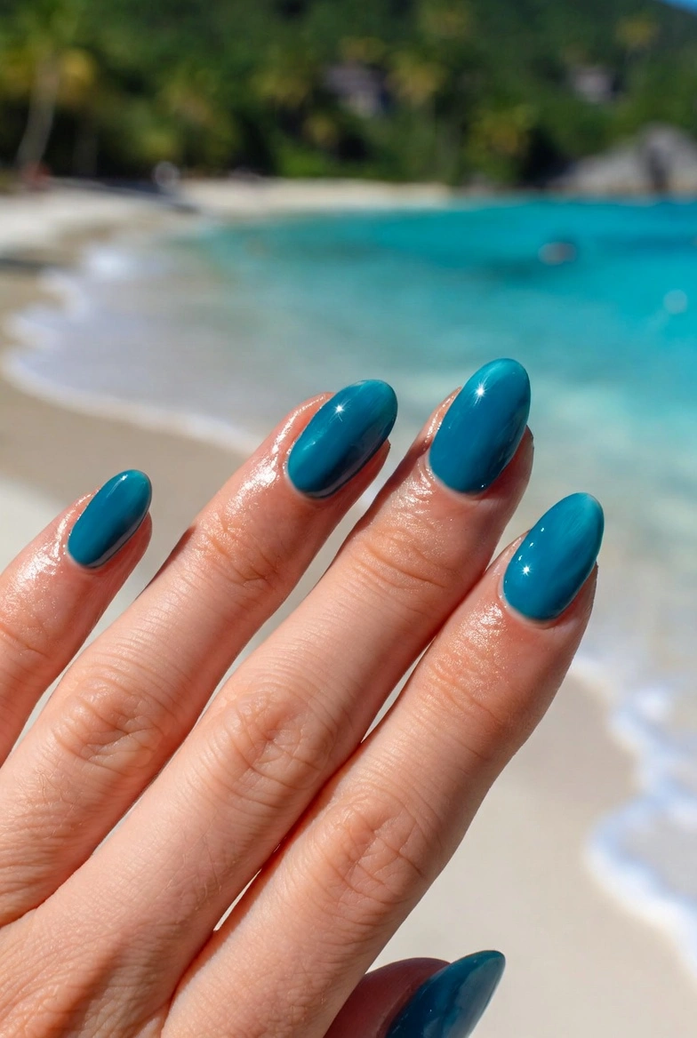 spring break nail trends Aquamarine and Ocean-Inspired Shades
