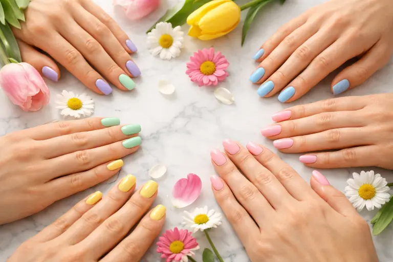 colorful pastel spring nails